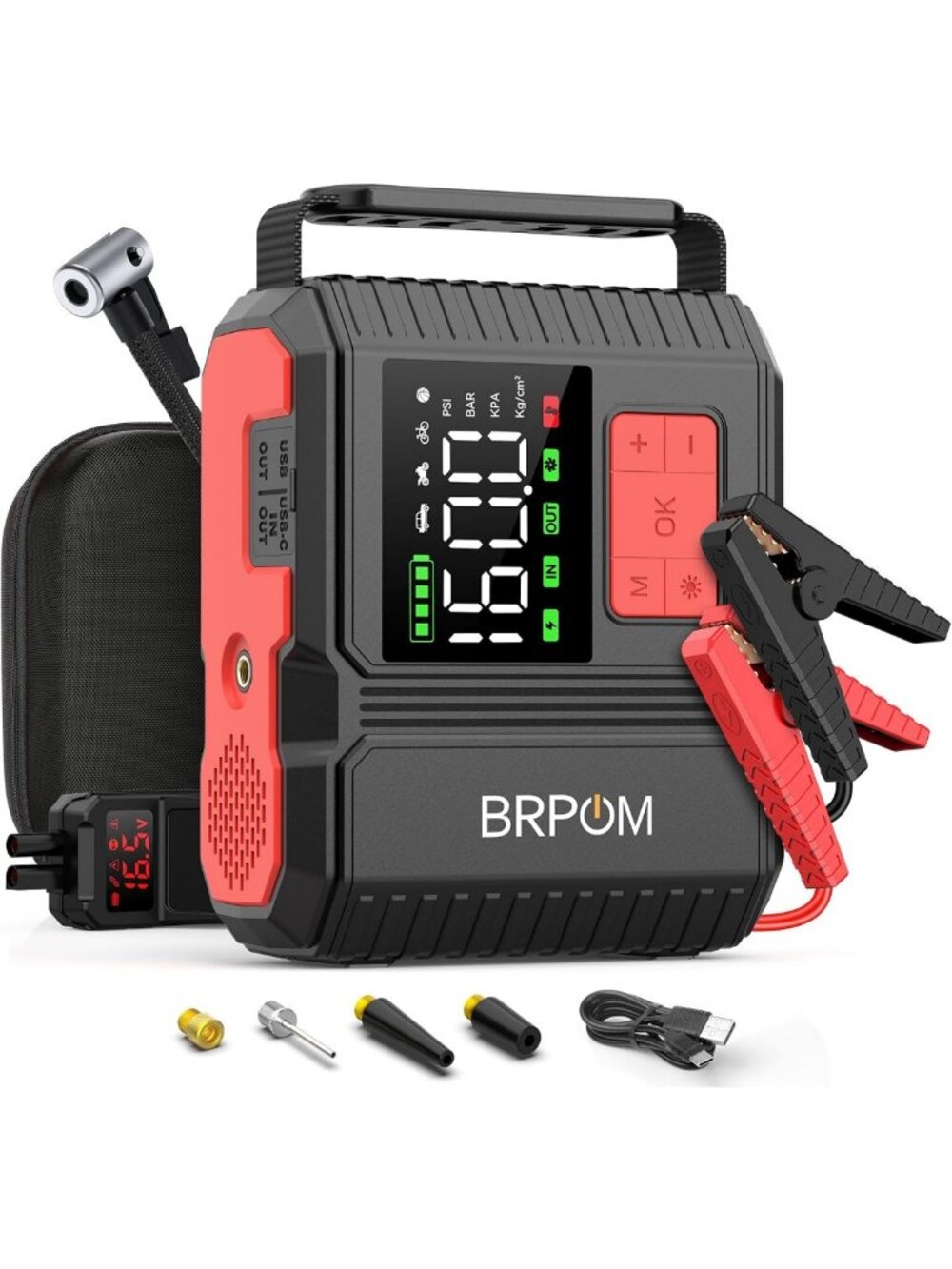 Car Jump Starter with Air Compressor, 9000A Peak 26800mah (Up to All Gas or